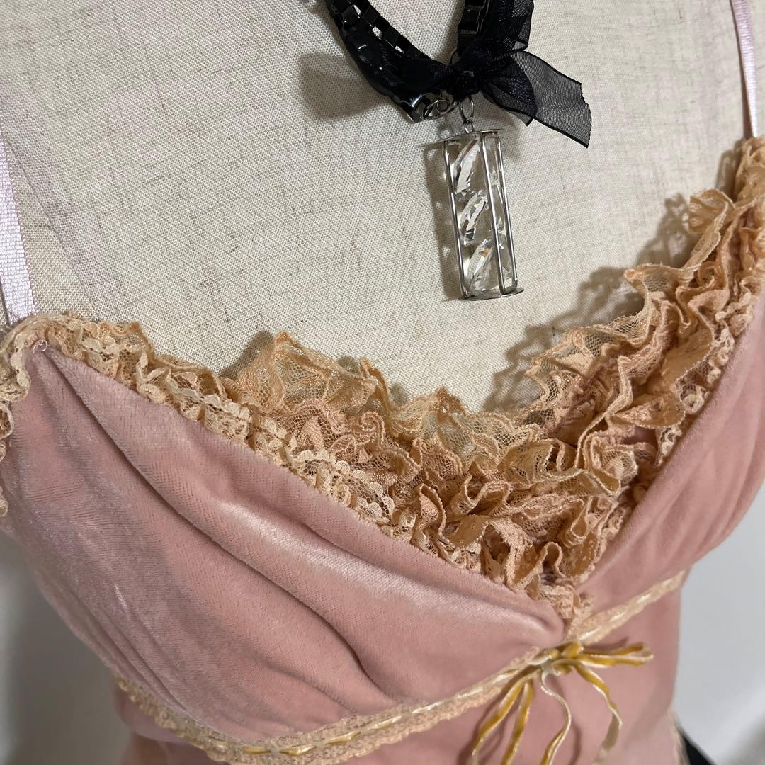 フェアリーグランジ itimi tops キャミソール ベロア レース 森ガール