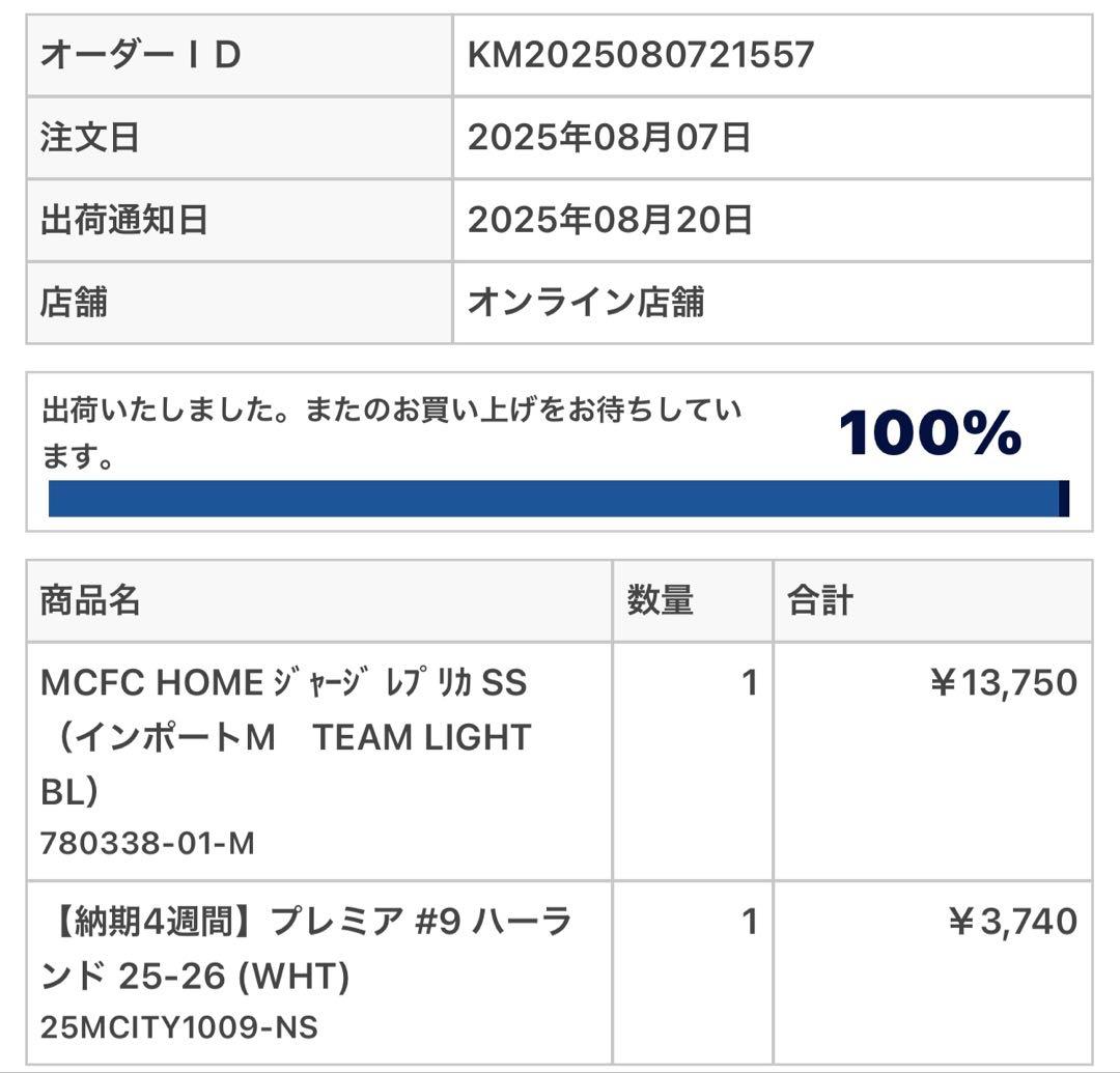 マンチェスターシティ25-26ホームレプリカ　インポートM