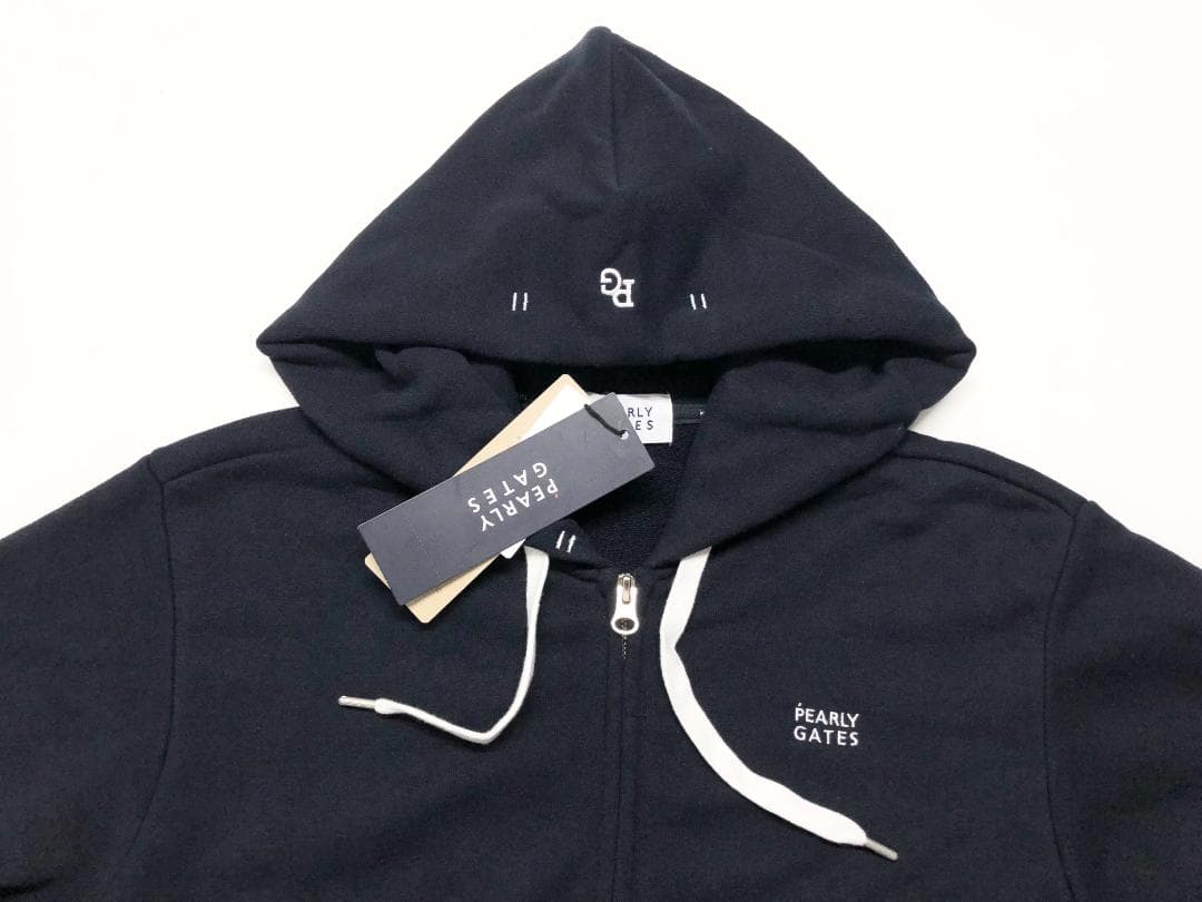 ○★新品未使用　PEARLY GATES　裏毛フルジップパーカー　4　ネイビー