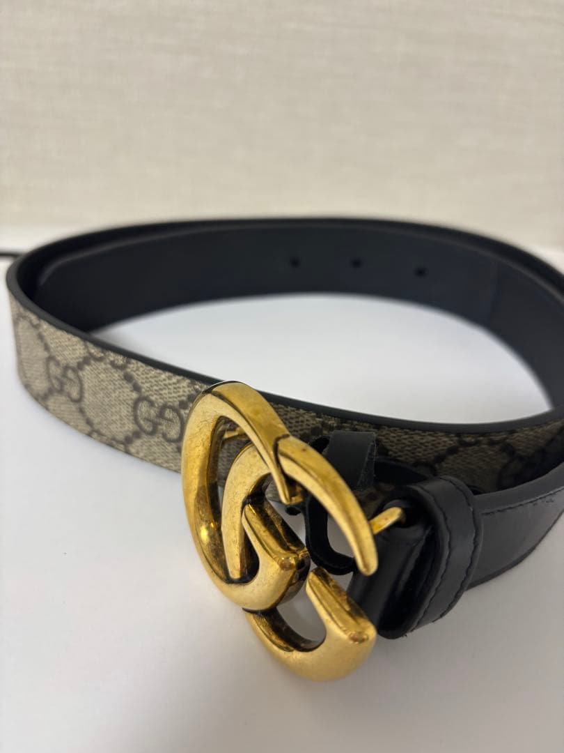 GUCCI レディース　ベルト ベージュ ブラック 75/30