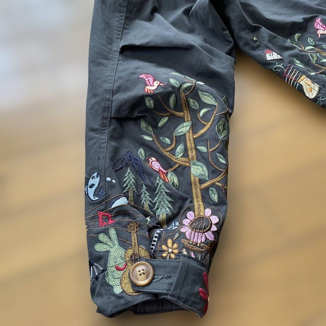 go slow caravan 刺繍入りフード付きモッズコート