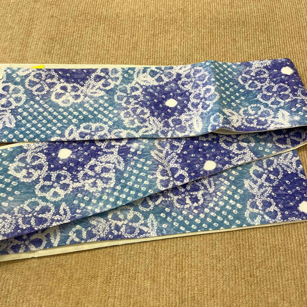 沙*京様 新品 手絞り 有松絞り 綿 裏地麻 半巾帯 浴衣帯 和装 半幅帯 ゆか
