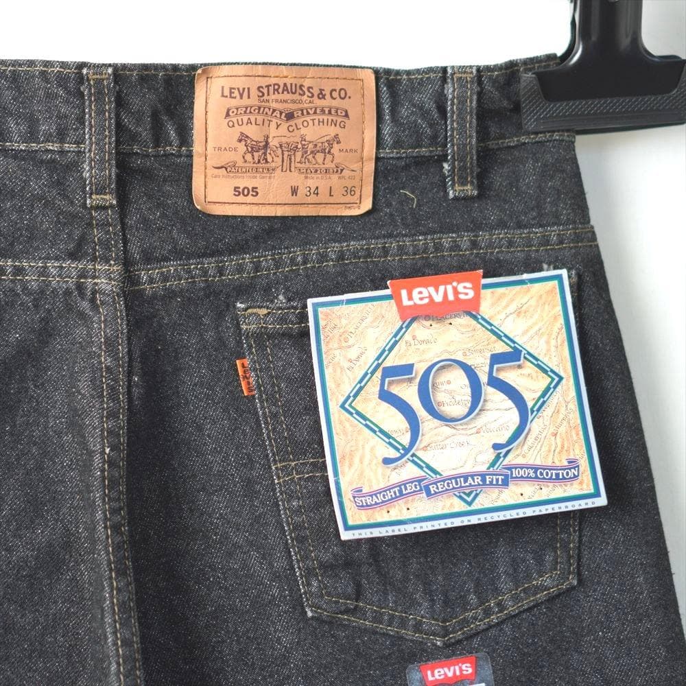 90s ビンテージ リーバイス 505 先染めブラックジーンズ デッドストック
