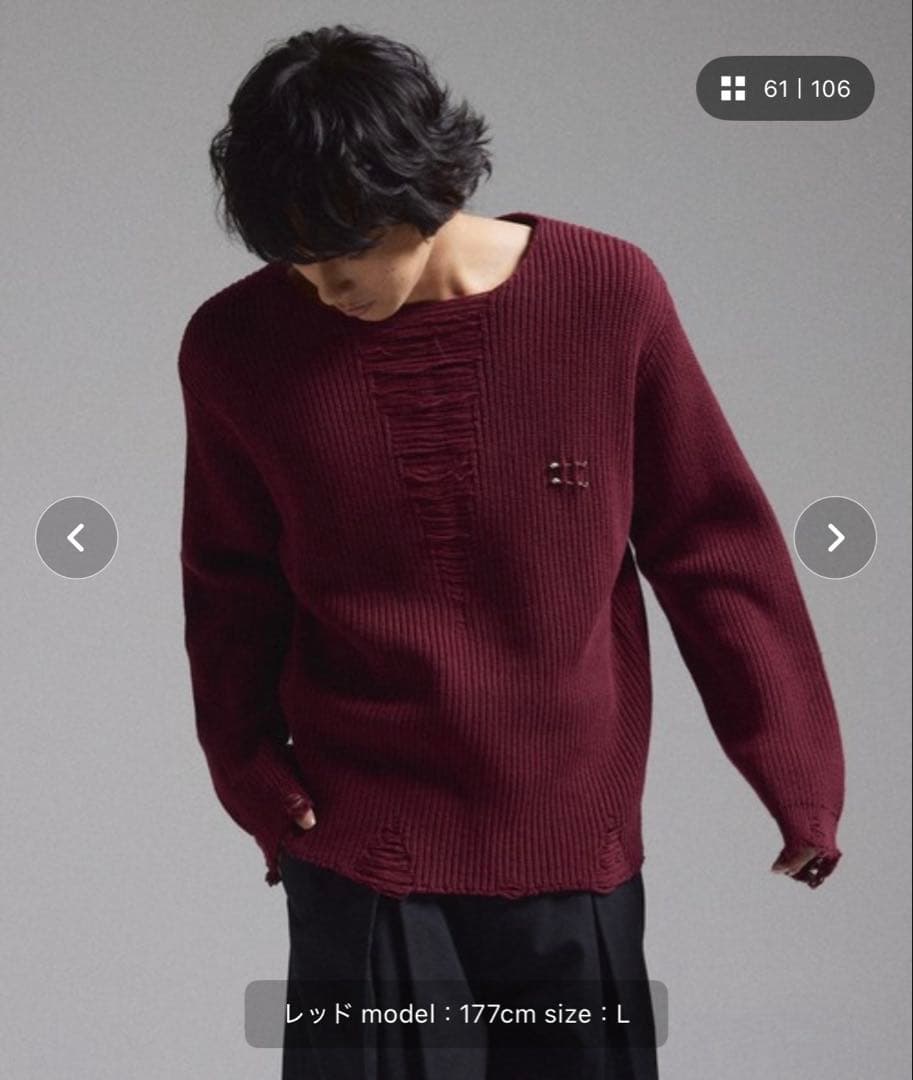 か*げ様 【GRANCY】Pierced Damage Knit / ピアスダメ