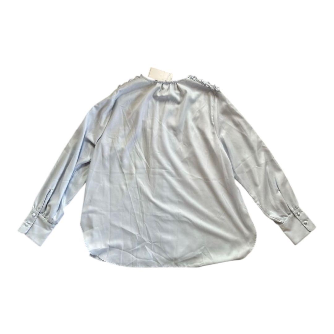✨新品❤️✨SONO ウォッシャブル ちびフリル 長袖 ブラウス ライトブルー　M