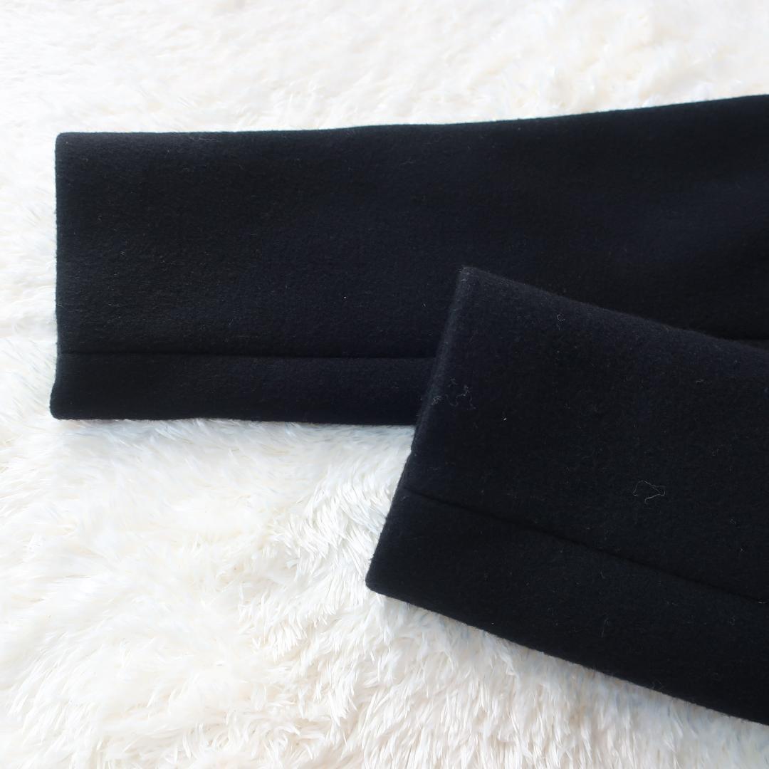 アンタイトル ウール ノーカラーショートコート シンプル 大きいサイズ 黒 42