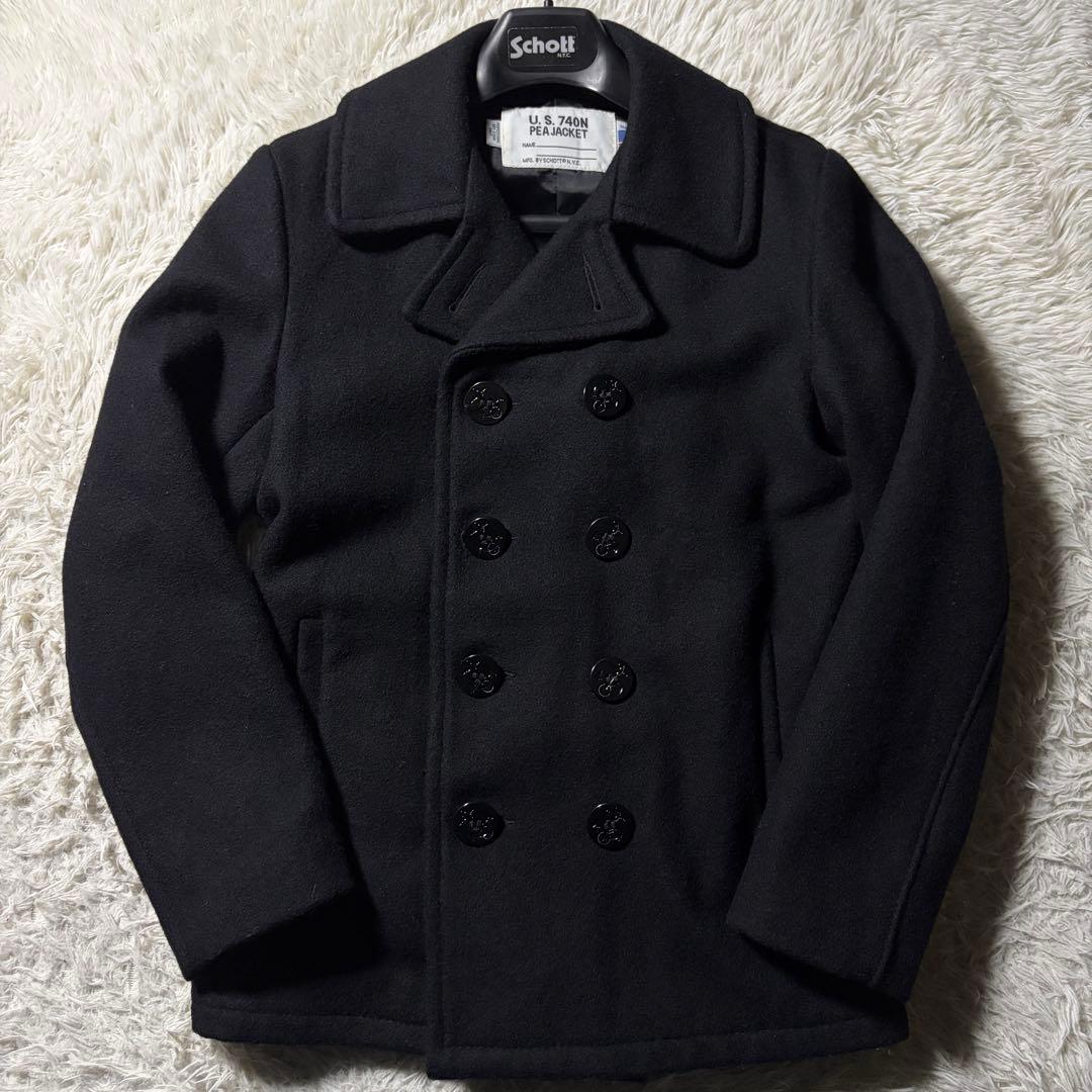極美品■schott ピーコート　753US ネイビー USA製