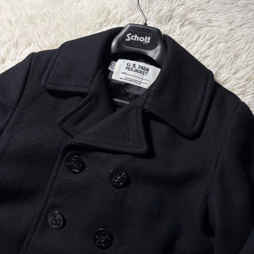 極美品■schott ピーコート　753US ネイビー USA製