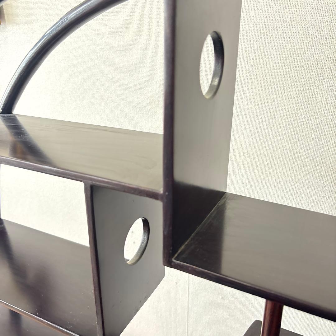 円形木製オープンシェルフ 引き出し付き