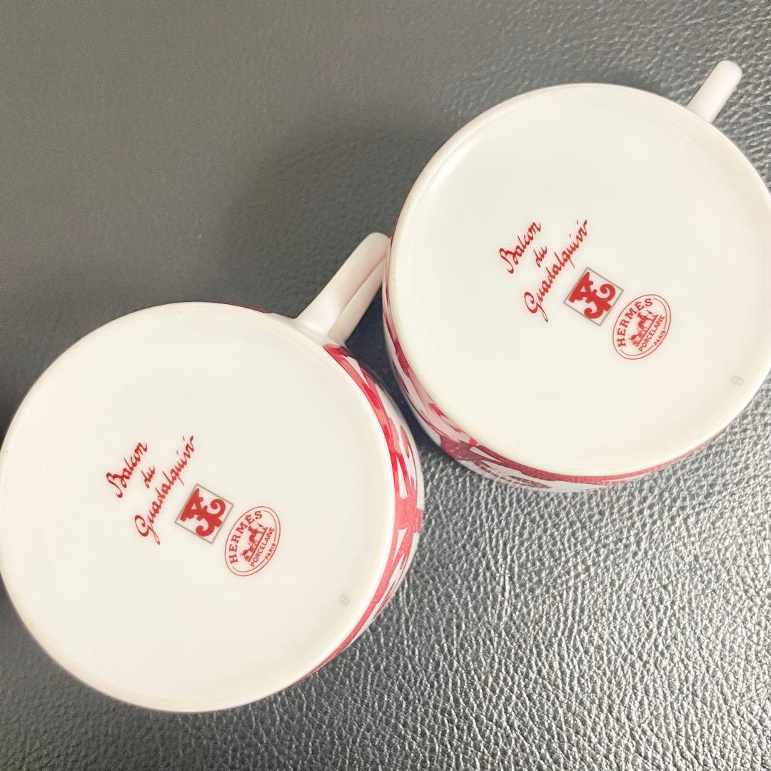 HERMES エルメス ガダルキヴィール スクエアプレート + マグカップ 赤色