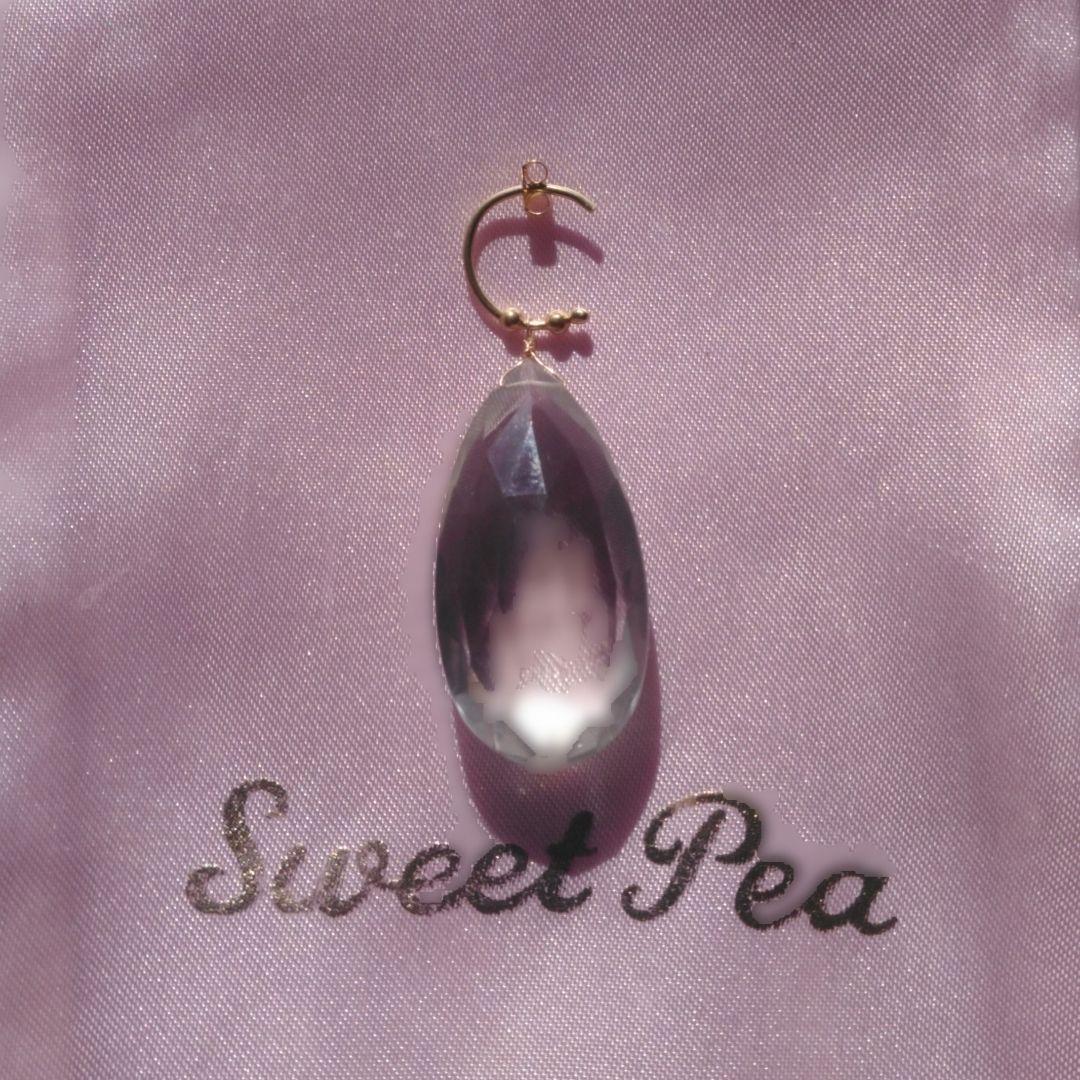 【※激レア商品※】大粒3.5㎝ペアシェイプグリーンクォーツの1.4㎝フープピアス