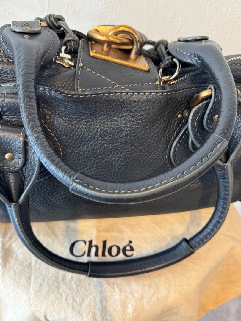 クロエ パディントン ハンドバッグ レザー　ダークグレー