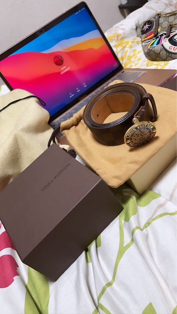 LOUIS VUITTON ブラウン ベルト 80/32