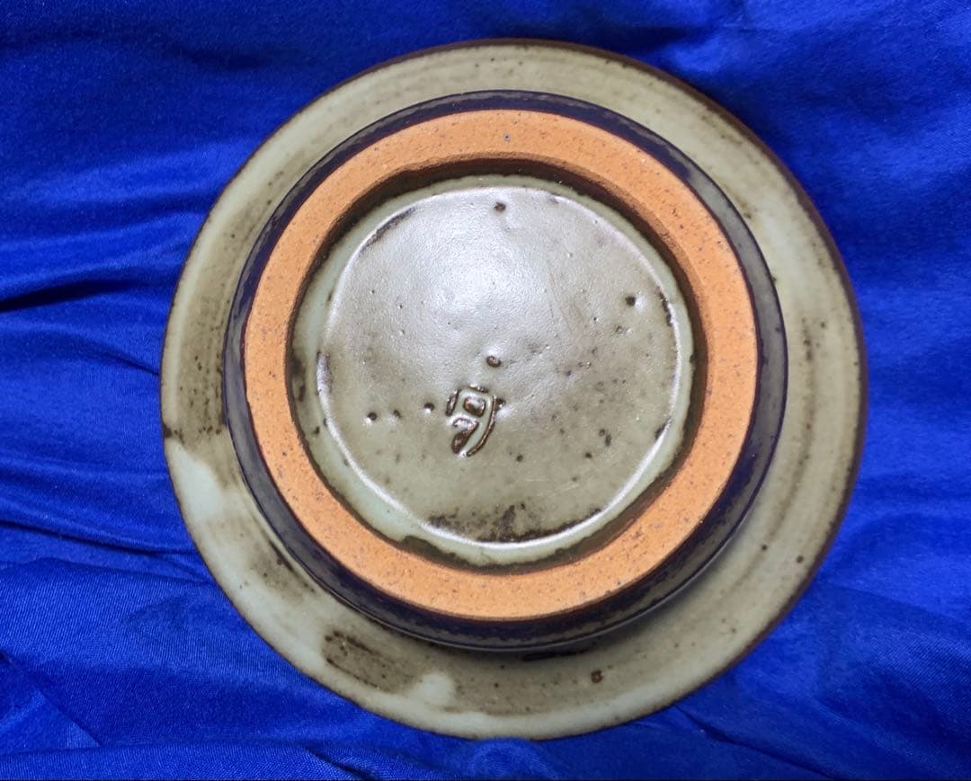 真作　人間国宝　島岡達三　象嵌灰皿　高さ約6.2cm