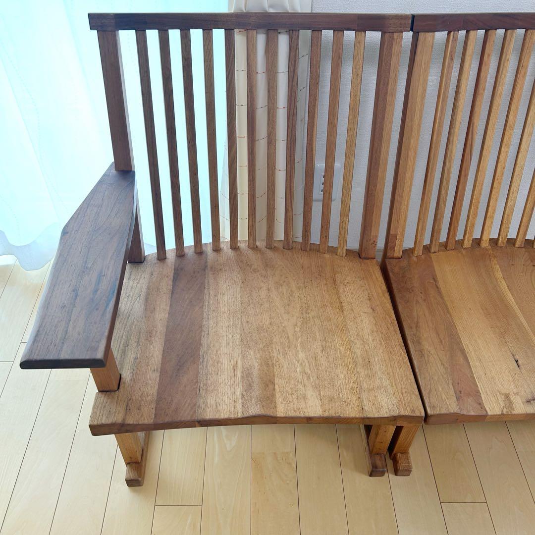 町八家具　クルミ材　ダイニングチェア　ハイバック無垢材　② 肘付　アームチェア