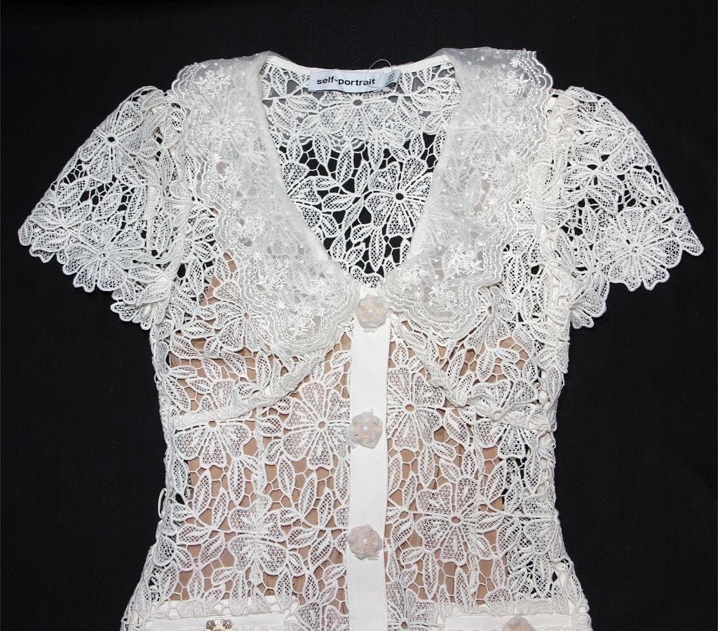 E*様 セルフポートレイト ワンピース レース 花柄 クリーム UK8 未使用