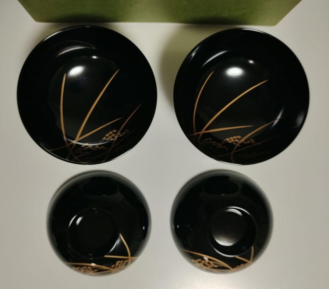 京都　平安象彦　稲穂蒔絵　吸物椀　2客