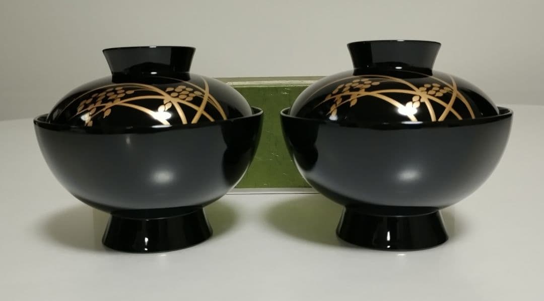 京都　平安象彦　稲穂蒔絵　吸物椀　2客