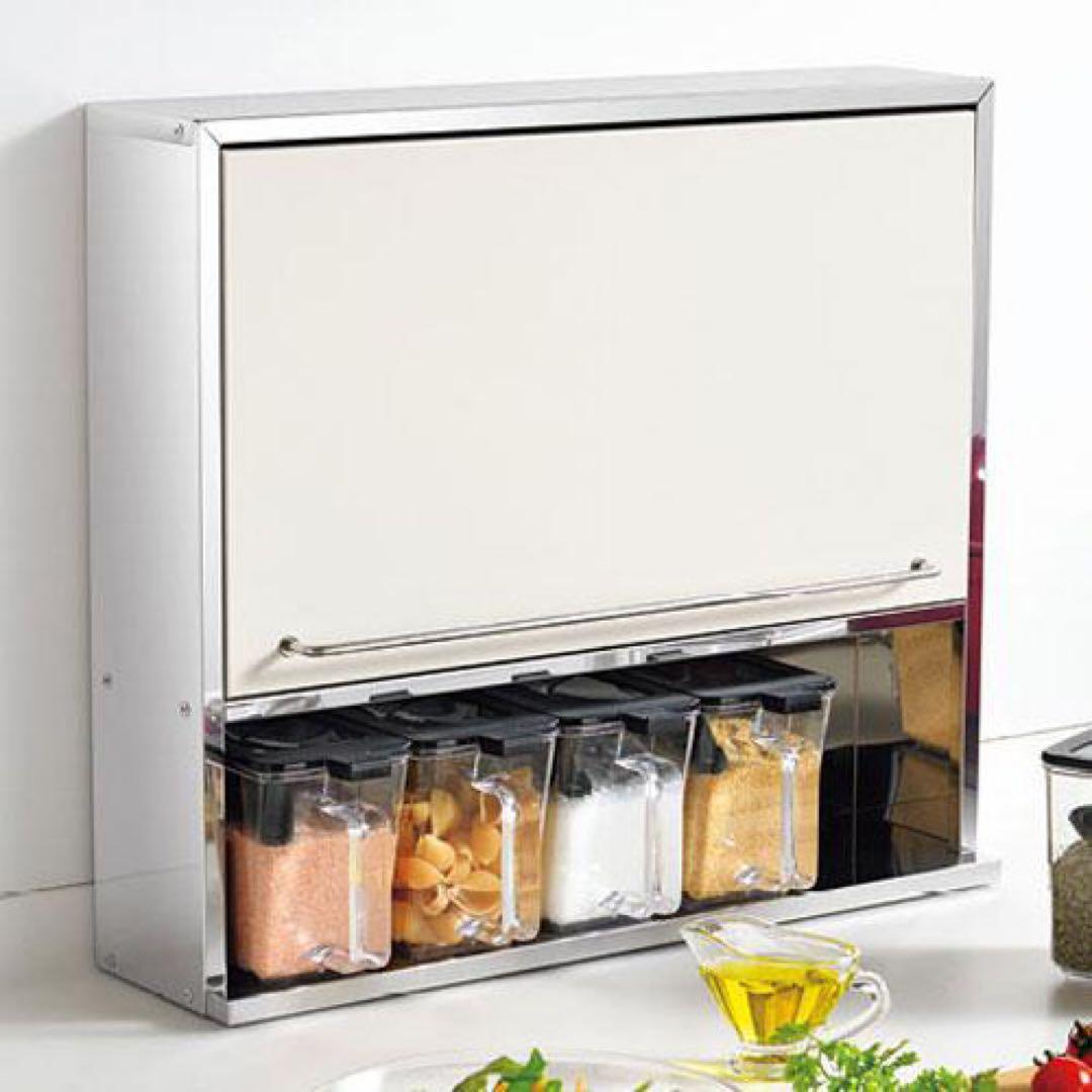 ステンレススパイスストッカー2段 ワイドホワイト UC-126