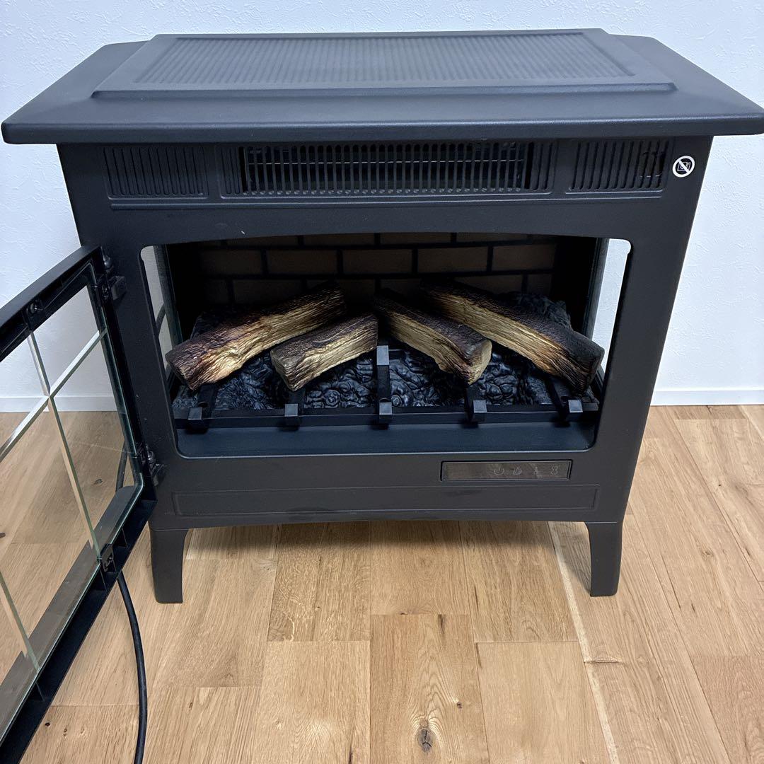 【極美品】QVCジャパン 暖炉型ヒーター ファンヒーター 暖房器具 リモコン付属