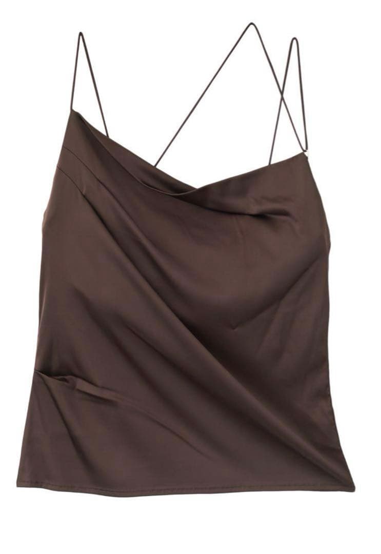 【完売品】aimeine カップインドレープサテンキャミソール ブラウン