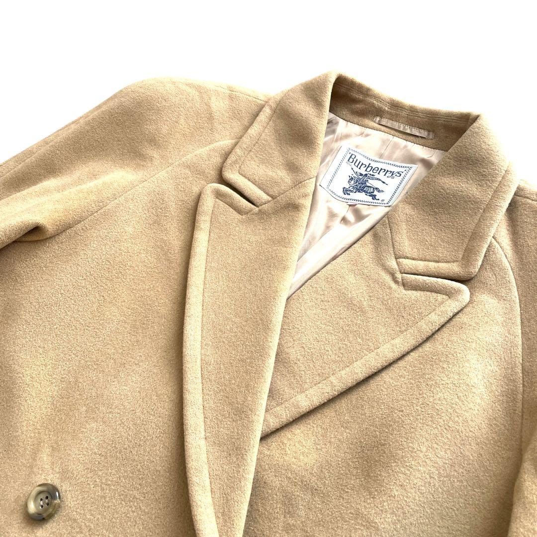 美品 90s Burberry カシミヤ混 ハーフコート 裏地総柄 ベージュ
