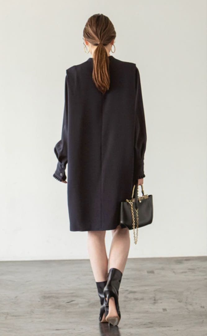 Noble ショルダータックミニワンピース 定価¥24,200 ネイビー　F