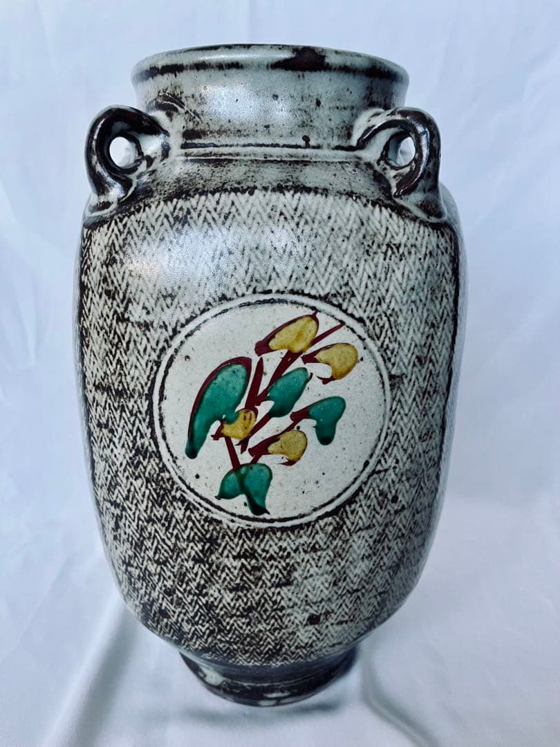 【未使用】島岡達三 益子焼 大型作品 象嵌赤絵壺