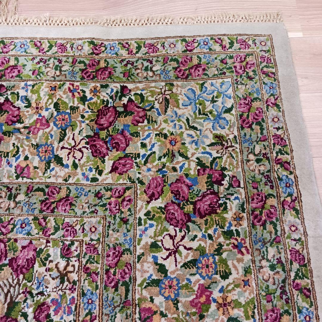 Y3184 高級ペルシャ絨毯 ケルマン産 ウール100% 手織り 特大4m越え