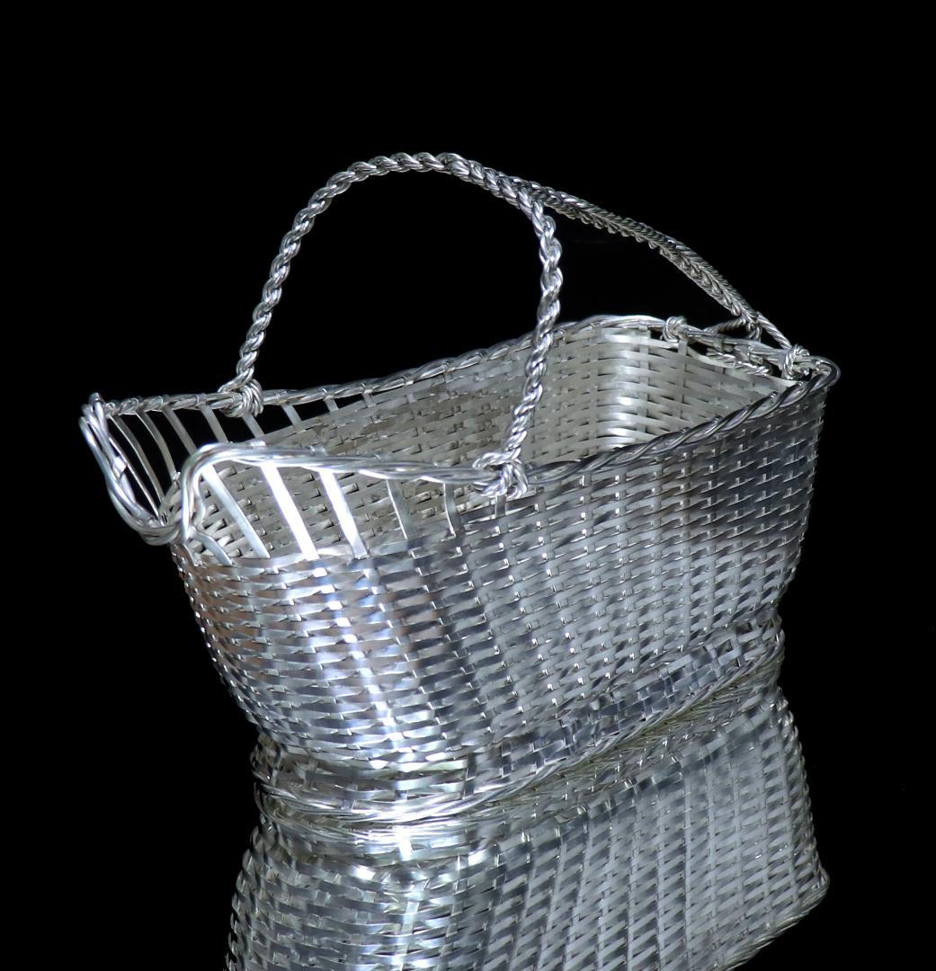 ヴィンテージ クリストフル ワインボトルバスケット 高級シルバーコーティング