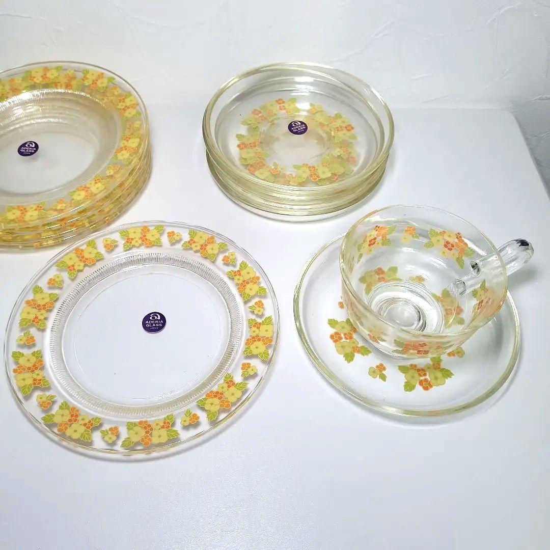 【新品】送料無料 アデリア 昭和レトロ 花柄カップ&ソーサー 中皿 5セット 器