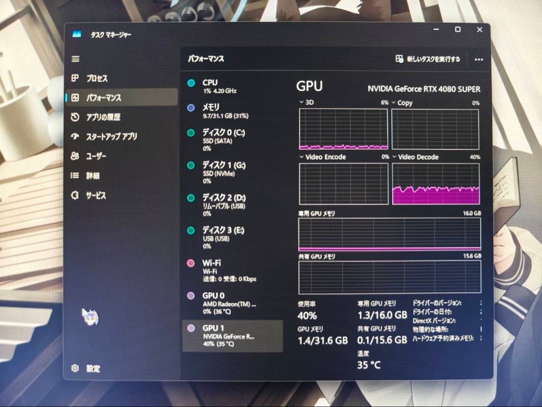 グラフィックボード・グラボ・ビデオカード GIGABYTE GEFORCE RTX4080SUPER AERO OC16G