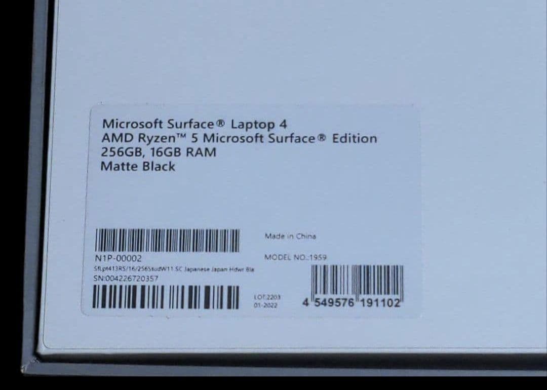 Windowsノート本体 Surface Laptop 4 13.5 Ryzen 5 16GB 256GB
