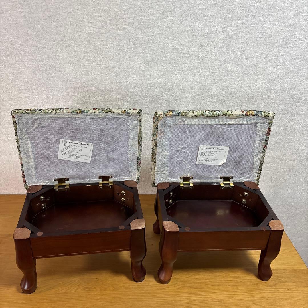 アンティーク　レトロ　八幡産業　腰掛け　座椅子　猫足　収納　花柄　4脚セット