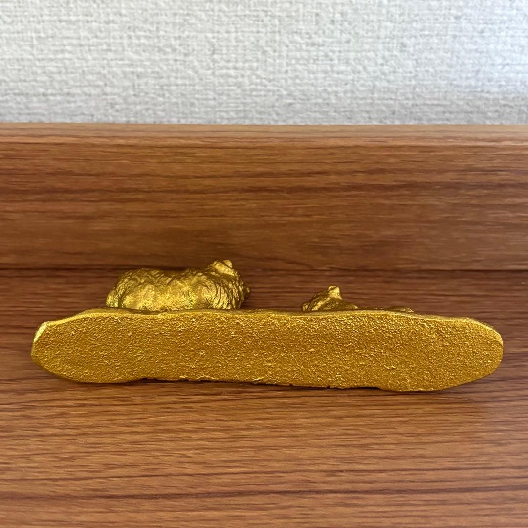 【未使用】日本書道院 「高岡銅・鉄器」親子末 干支文鎮 金色 文鎮 置物　羊