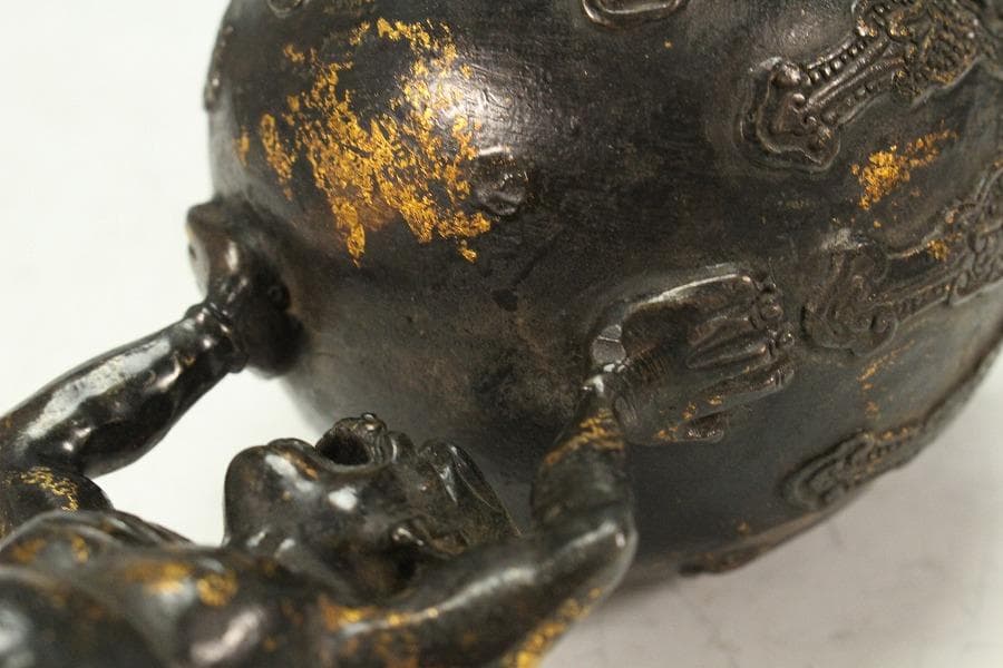 古銅 鬼持ち香炉 仏教美術(K-LC969)