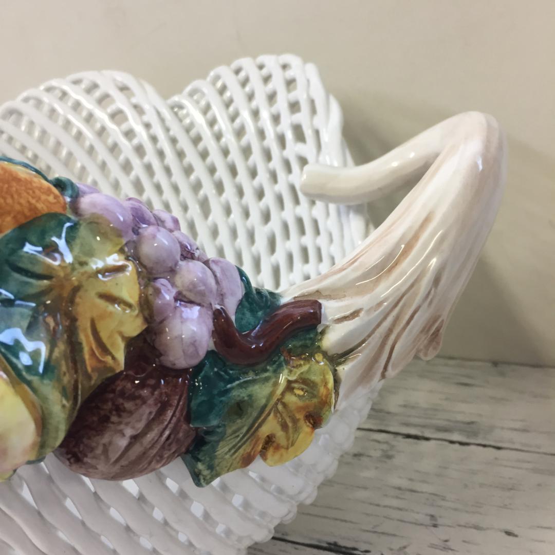 イタリア製　陶器　大きな小物入れ　バスケット　Z4129