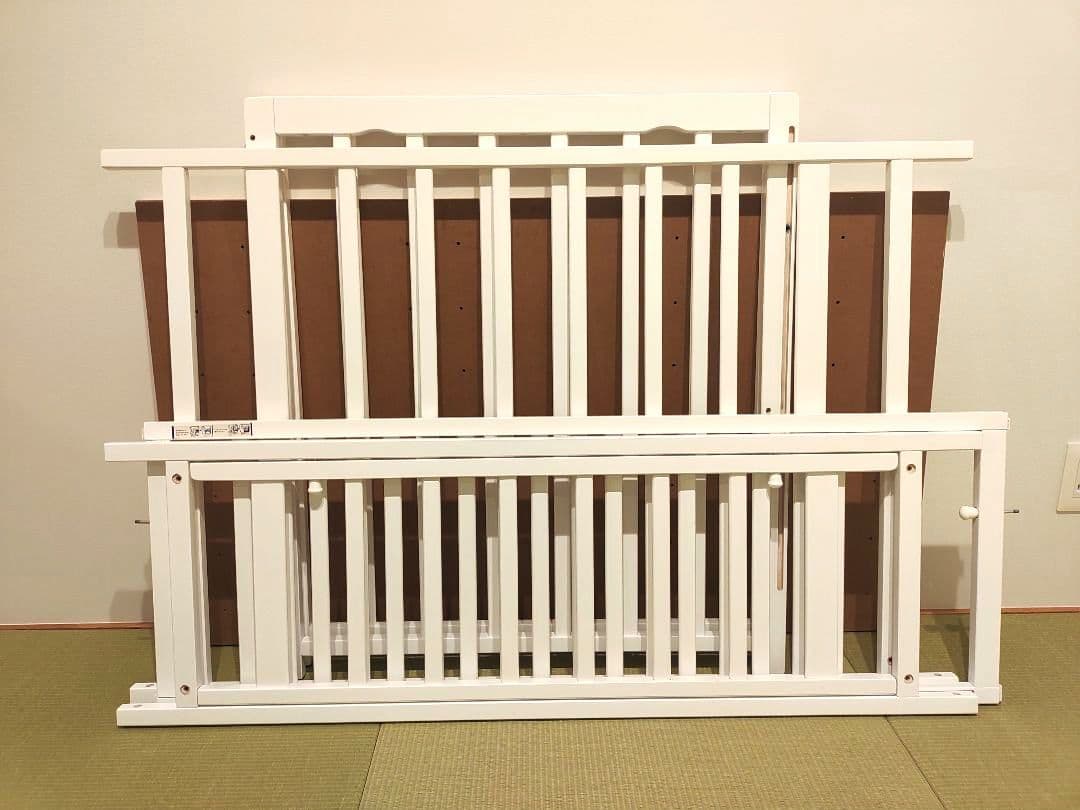 ヤトミ ベビーベッド レギュラーサイズ 120×70 ホワイト キャスター付き