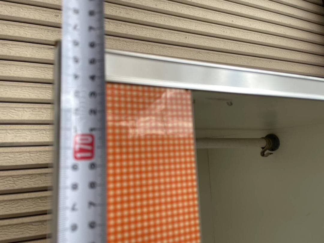 昭和レトロ　洋服タンス　スリム　オレンジチェック×ホワイト　ワードロープ