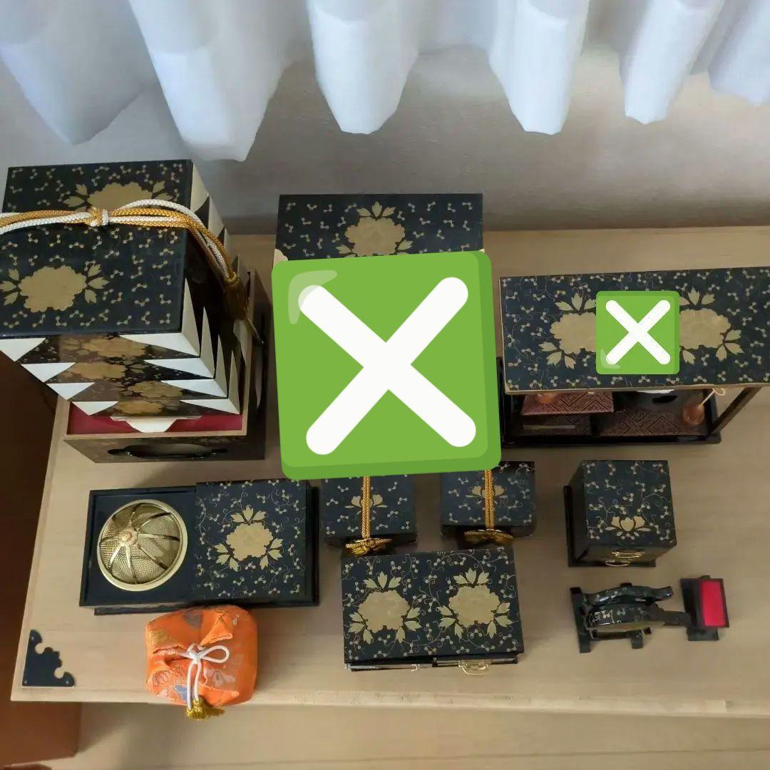 【更にお値下げ❗️】ひな祭り飾り御道具5点セット 漆塗り　伝統工芸品　長期保管品