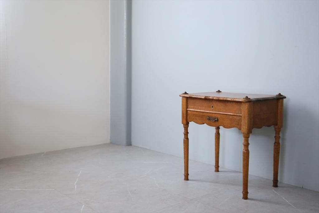 フランスアンティーク木製ソーイングテーブル/裁縫箱/メイクボックス(91-225