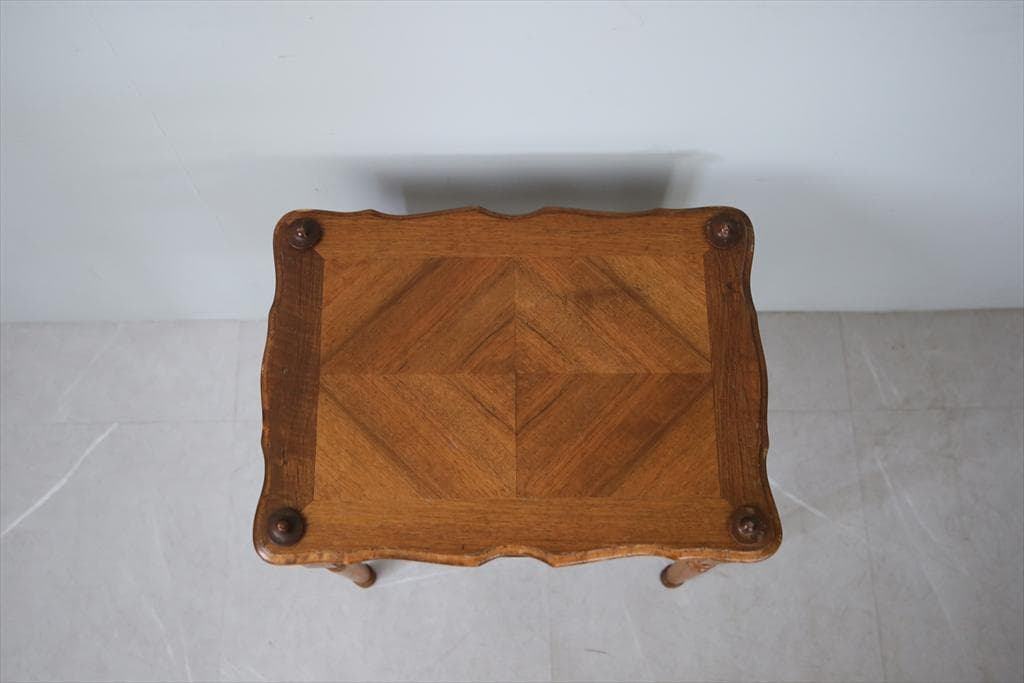 フランスアンティーク木製ソーイングテーブル/裁縫箱/メイクボックス(91-225