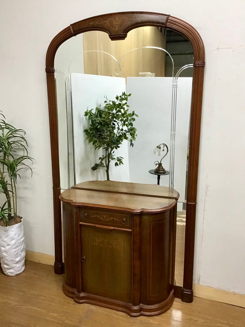 管842☆イタリア製☆ヴェローナクラシック☆超特大ミラー＆キャピネット