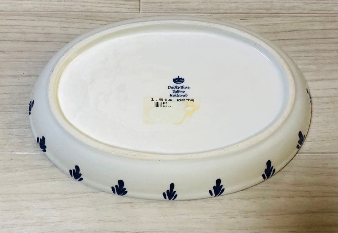 【希少1970年代】デルフト オランダ 手描きオーバル皿 新品未使用品☆
