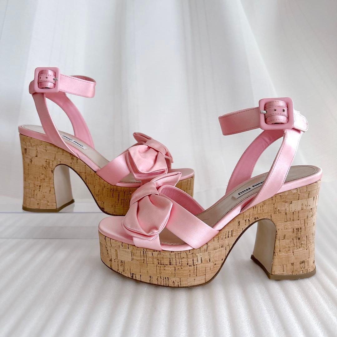 MIUMIU ミュウミュウ　厚底　リボン　サンダル　ハイヒール　一回使用