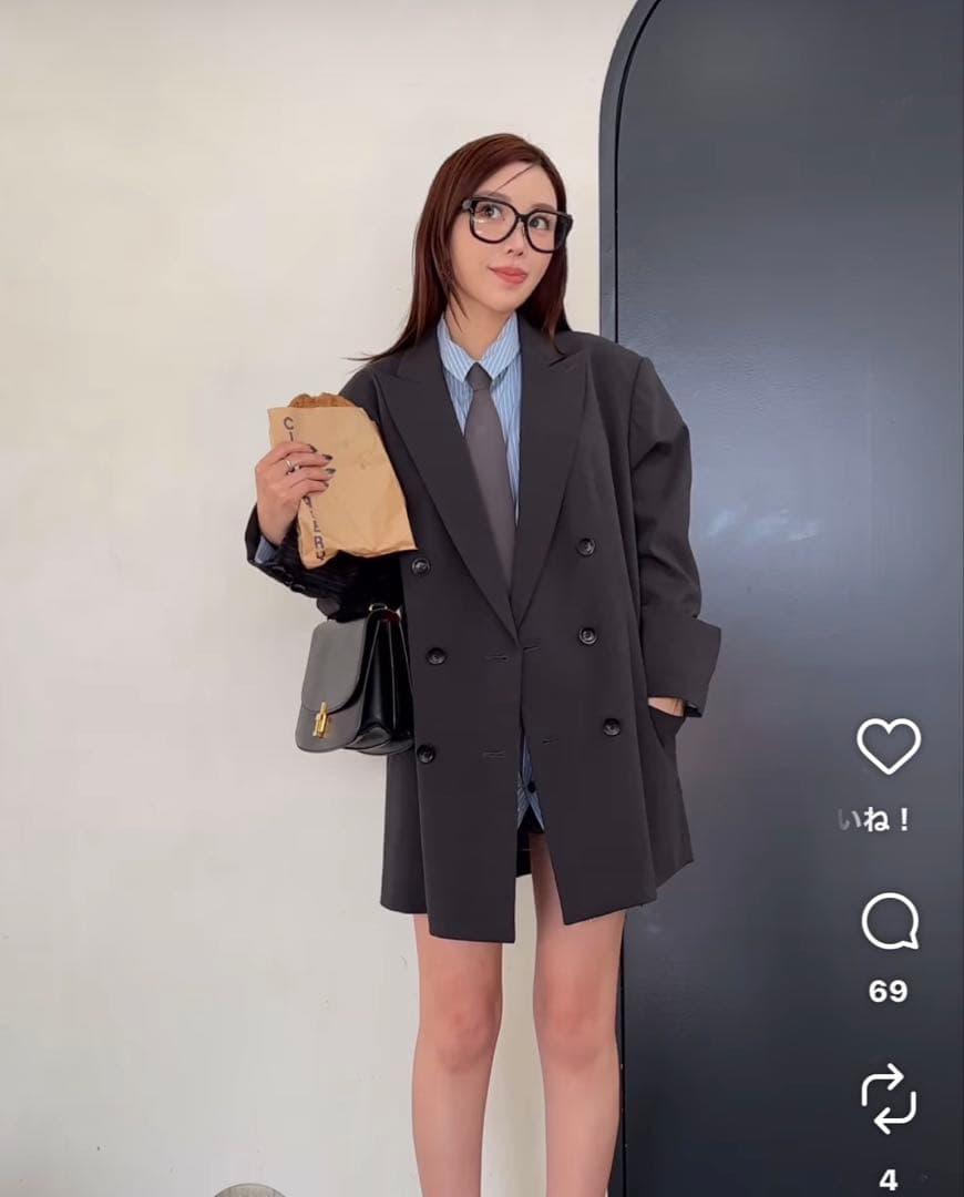 JOSE MOON 青白ストライプ 長袖シャツ