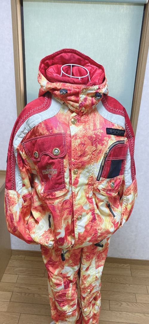 DESCENTE スキーウェア 赤 オレンジ