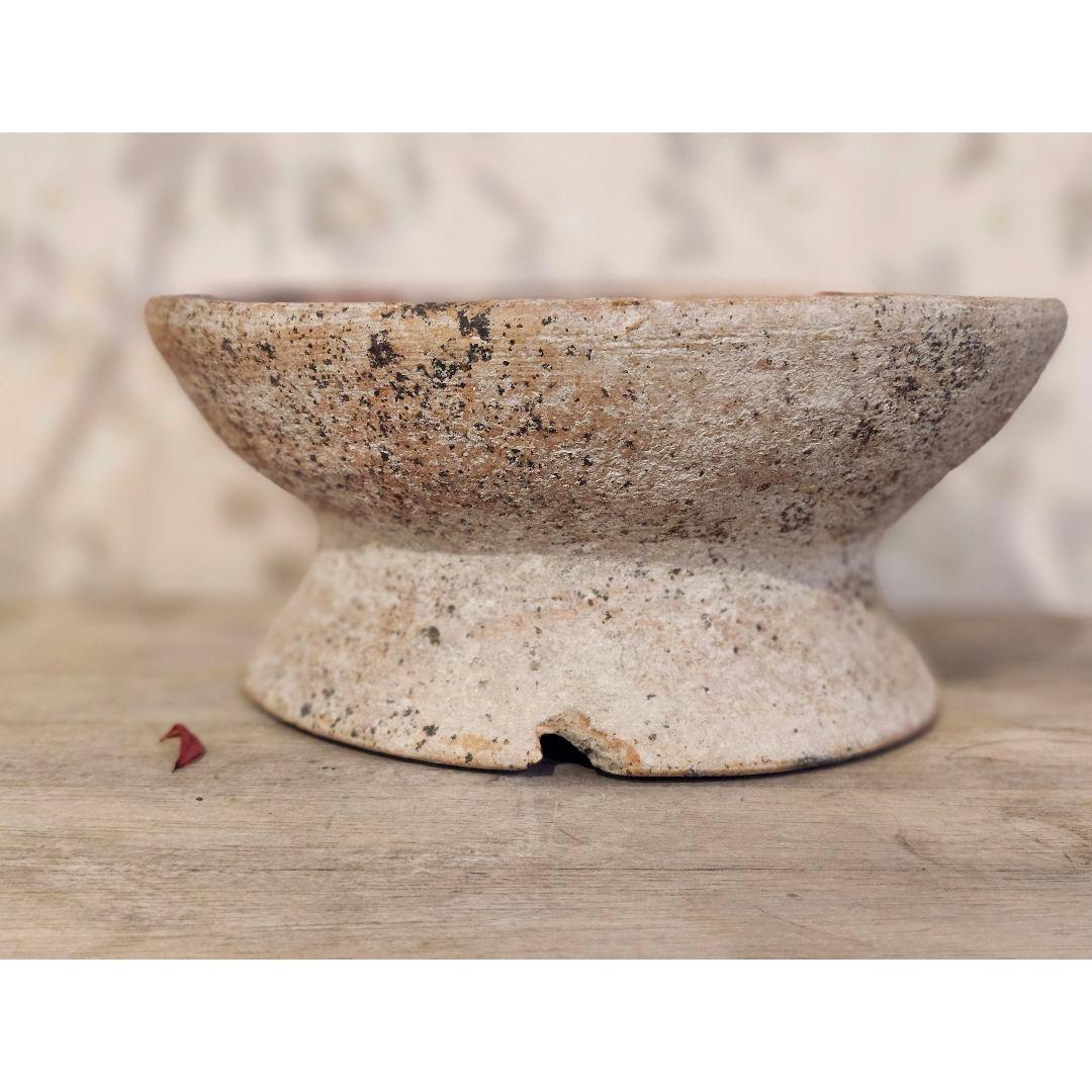 出土品 風合いが美しい素焼きの祭具 高杯 器 鉢 テラコッタ 古代 土器 古道具