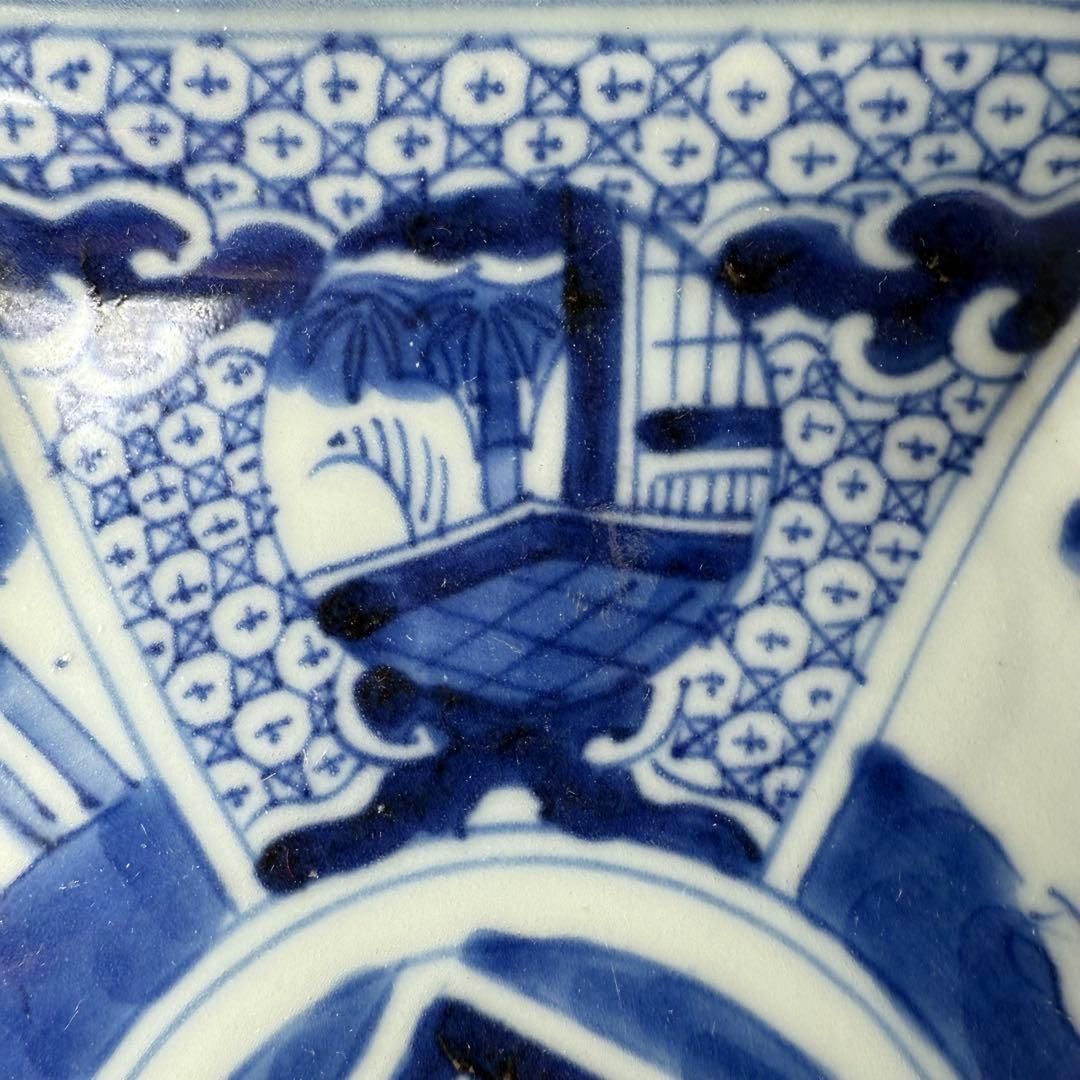 古伊万里　染付竹林賢人図六角皿　五枚　古美術　古陶を楽しむ　料理屋