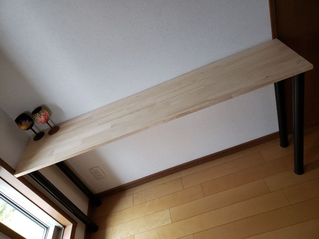 ナチュラル　ハイカウンターテーブル　アイアン　無塗装　ナチュラル